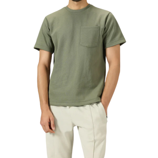 Men's Olive Green Pocket Crew Neck T-Shirt