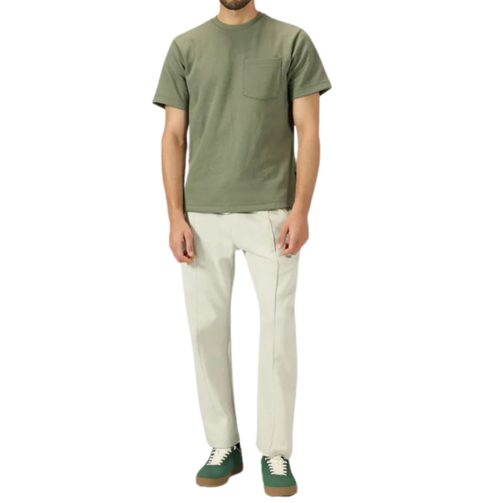 Men's Olive Green Pocket Crew Neck T-Shirt