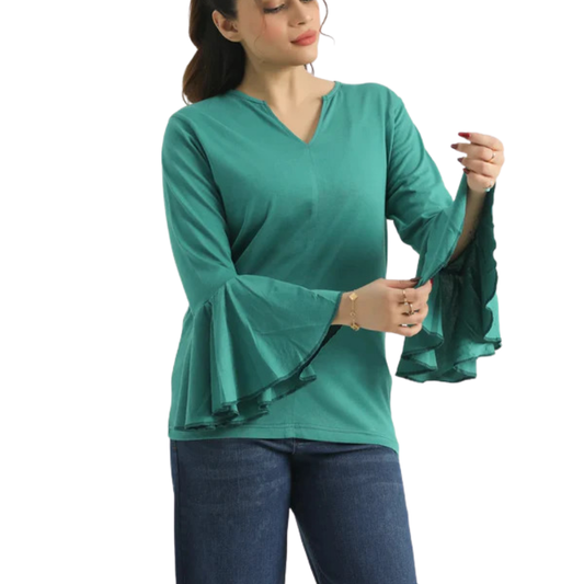 Serenity Blue Chic Bell Sleeve Tee