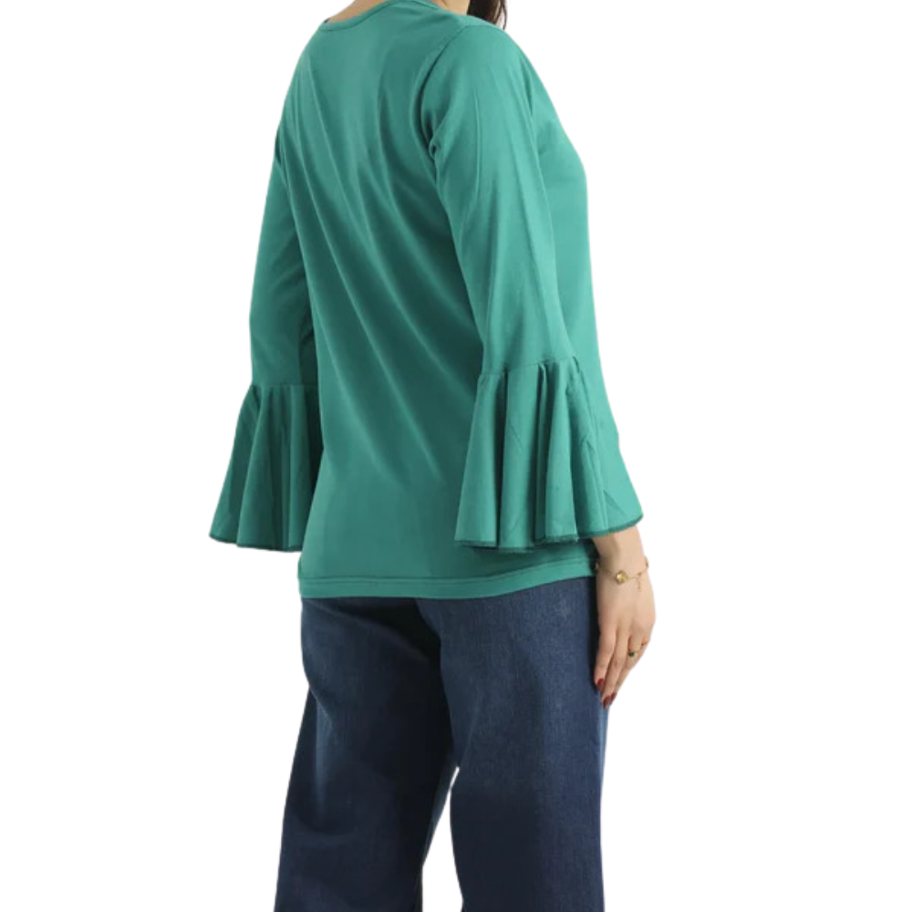 Serenity Blue Chic Bell Sleeve Tee