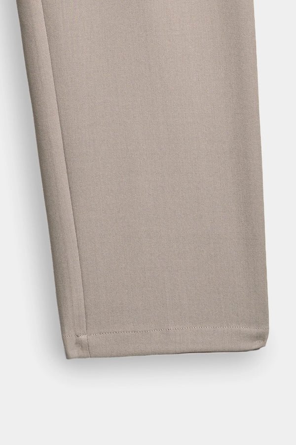 Beige Pleated Casual Trousers - Image 3