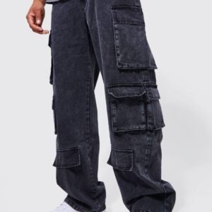 Acid Wash Cargo Jeans