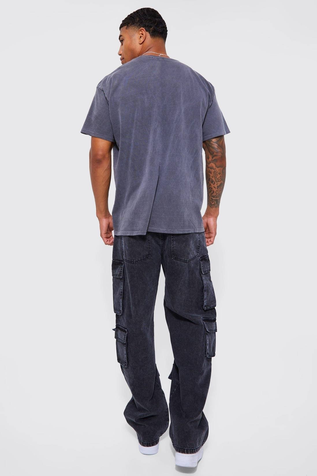 Acid Wash Cargo Jeans - Image 2