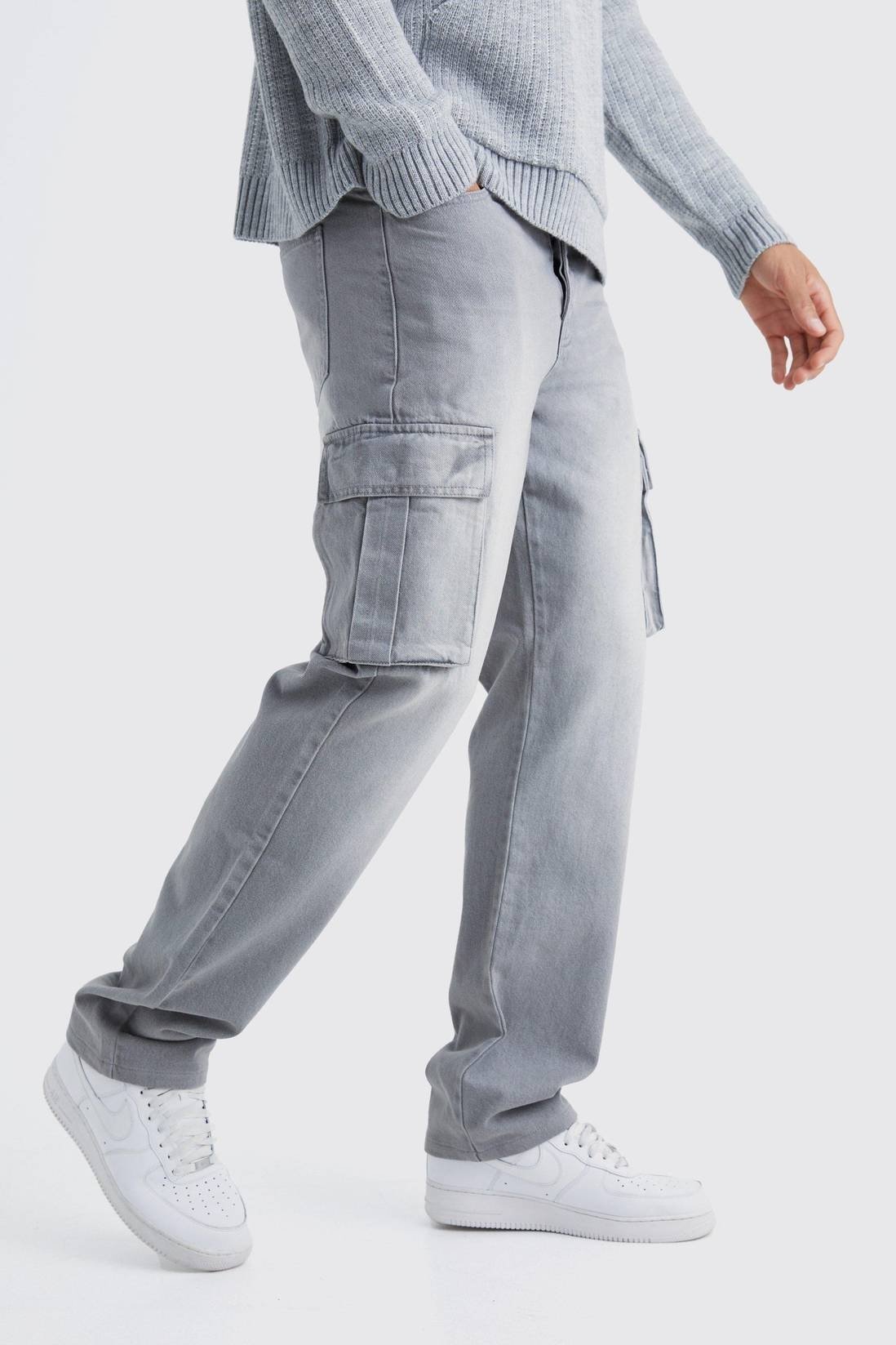 Mid Gray Cargo Jeans - Image 2