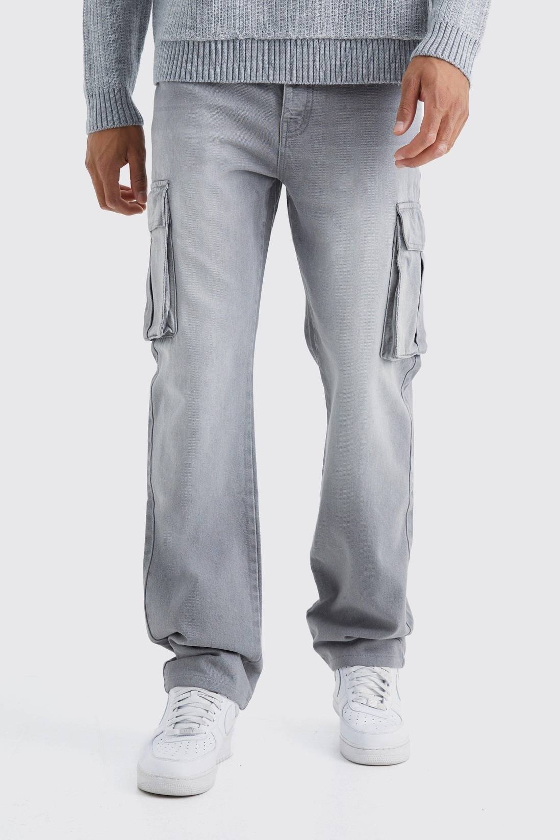 Mid Gray Cargo Jeans